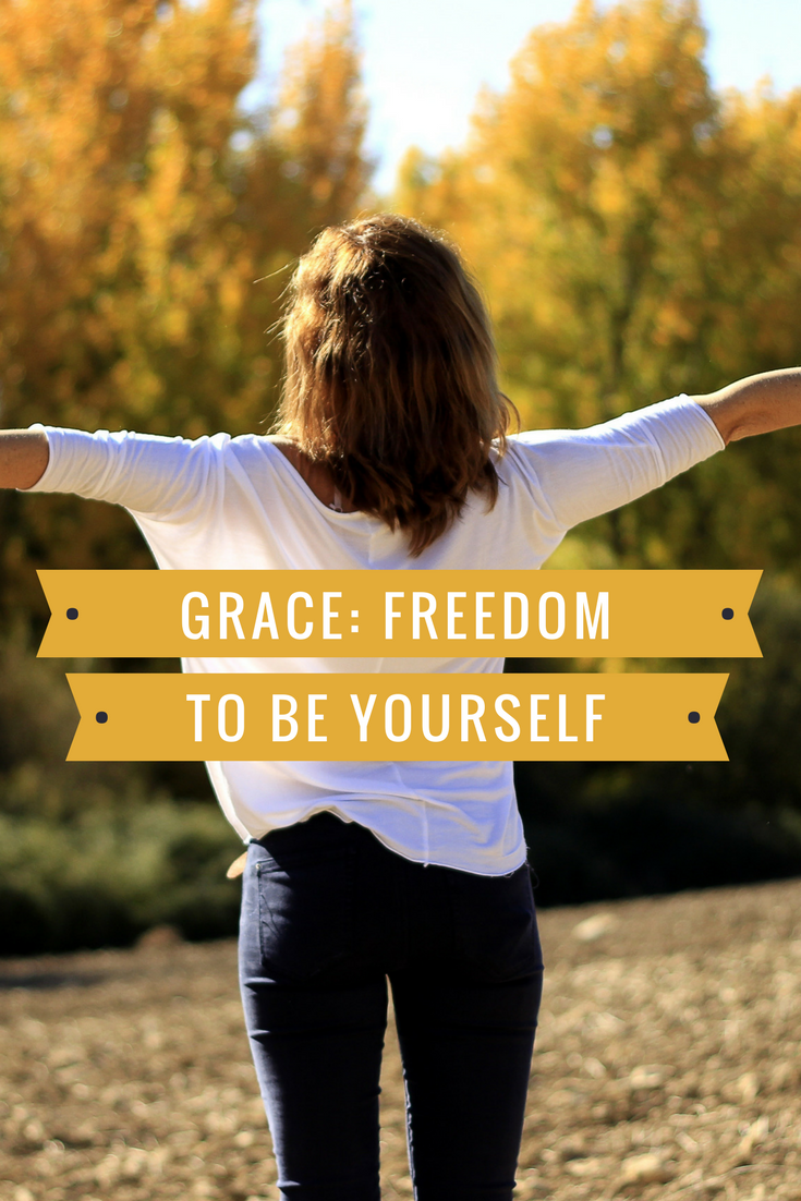 Principle - Grace: Freedom to be yourself. Image - individual with arms extended, face towards sun