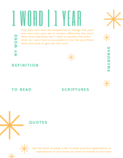 1 Word for 1 Year printable