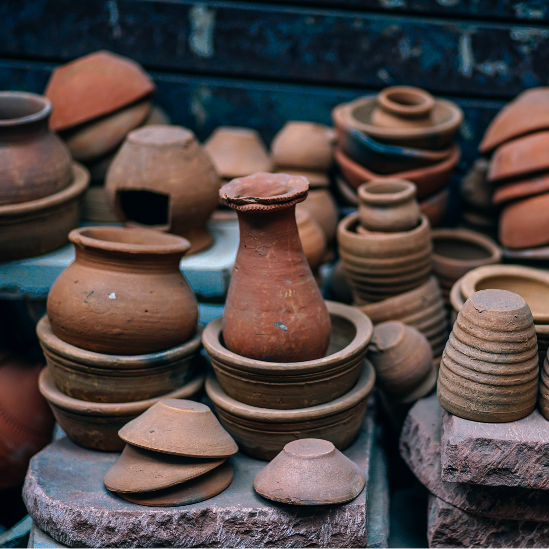various clay pots