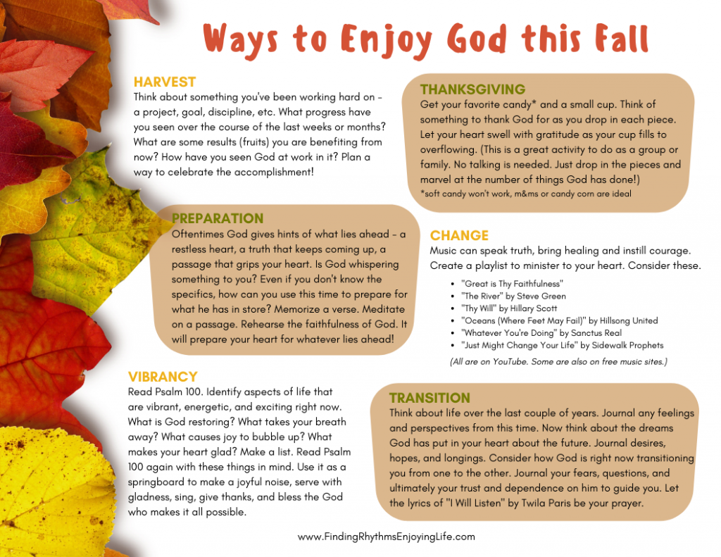 six way to enjoy God printable